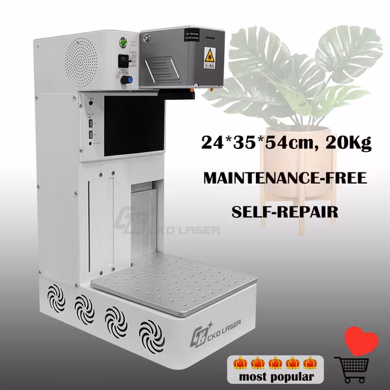 Mini machine de marquage laser à fibre à mise au point automatique de bureau portable pour la gravure sur métal Impression de logo de carte mémoire en plastique Plaque signalétique rotative en métal Graveur à anneau rotatif